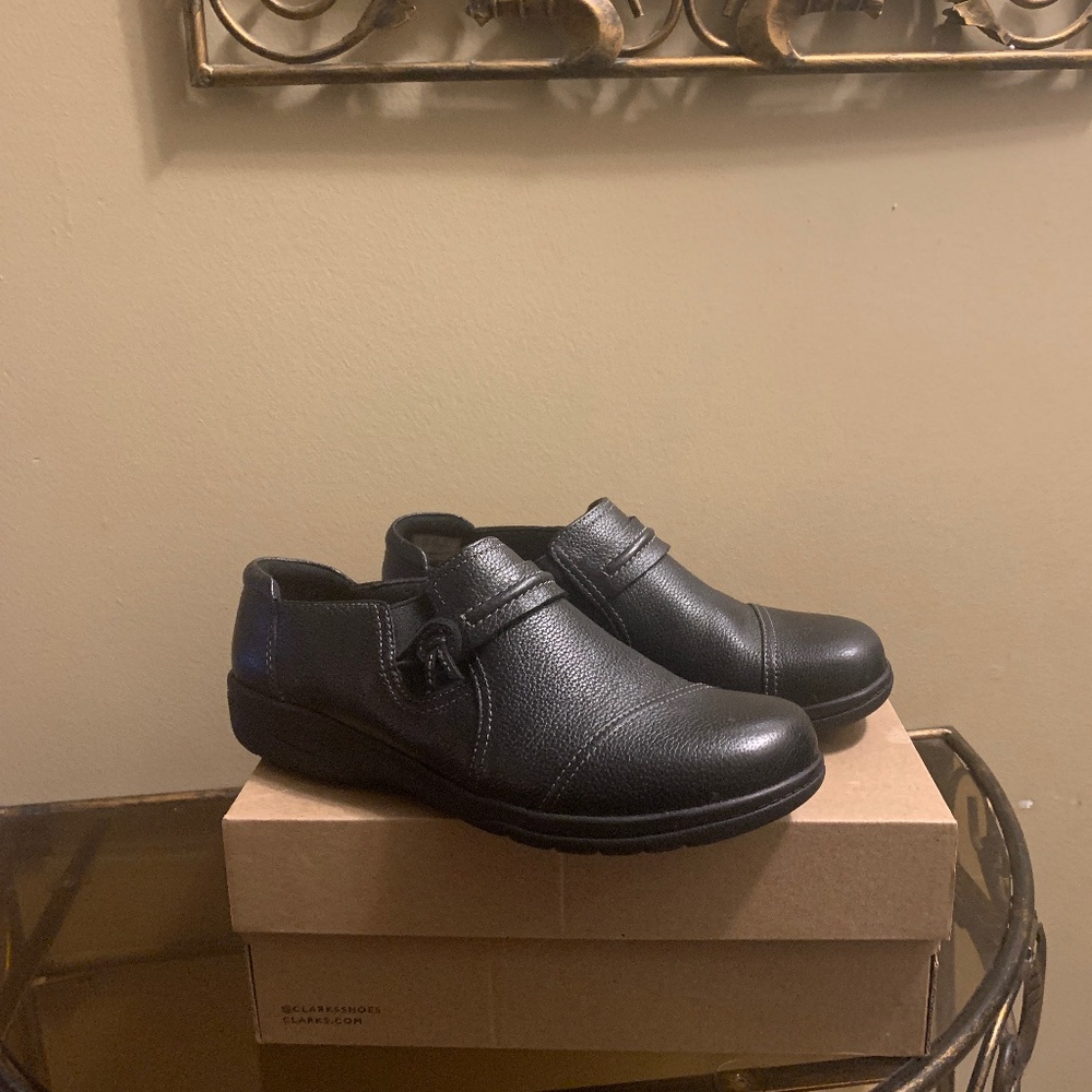 Black leather shoes rubber sole(new in the box)